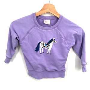 Hanna Andersson applique horse sweatshirt top cotton casual purple 3T girls play